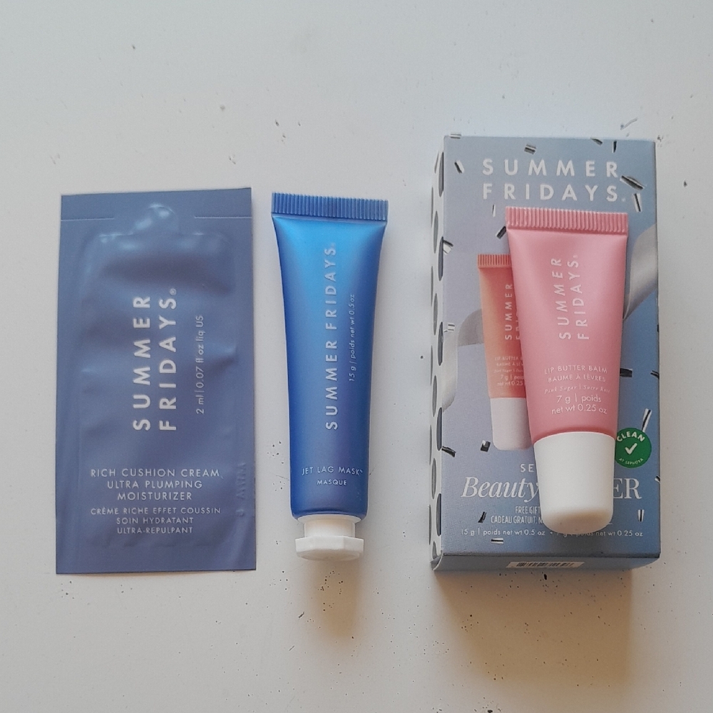 SUMMER FRIDAYS Lip Butter Balm Pink Sugar Jet Lag Mask Cushion Plumping Clean